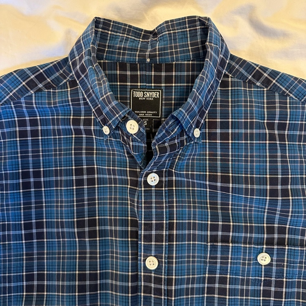 Todd Snyder - Men’s Blue Plaid Button Down Shirt